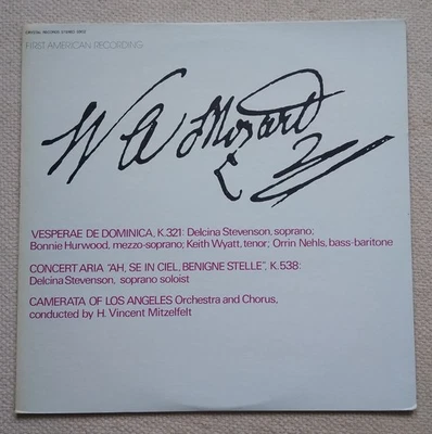 Mozart Vesperae De Dominica Camerata of Los Angeles Mitzelfelt Crystal Records - Image 1 of 4