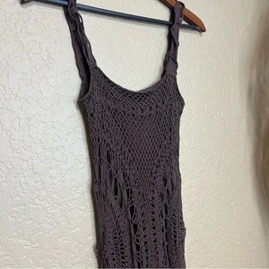 Y2K brown vintage crochet midi dress size small - Picture 1 of 8