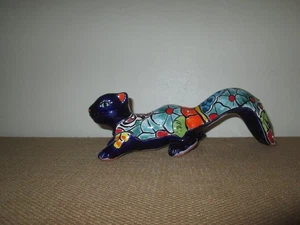 TALAVERA POTTERY Cobalt / Multicolor 11.5" Squirrel Figurine Handpainted *Mexico - Picture 1 of 6