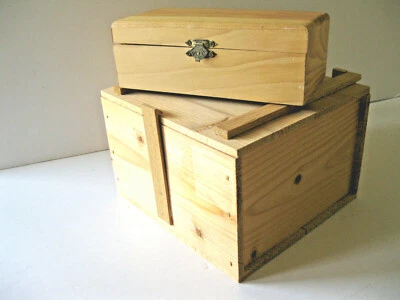 Natural Wood Storage/Decor/Jewelry Boxes Retro Rustic Hinged 7"x 2.5" & 8"x 5'  - Image 1 of 4