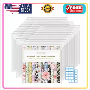 32-Piece 12x12 Inch Scrapbook Paper Storage Organizer with Labels - Picture 1 of 8
