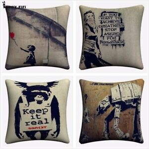 Banksy Keep It Real Art Cushion Cover Sofa Chair Pillowcase Home Decor Almofada