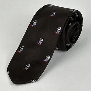 Cervantes Vintage Walt Disney Mickey Mouse Brown Walt Tie Necktie Skinny 2.75" - Picture 1 of 8