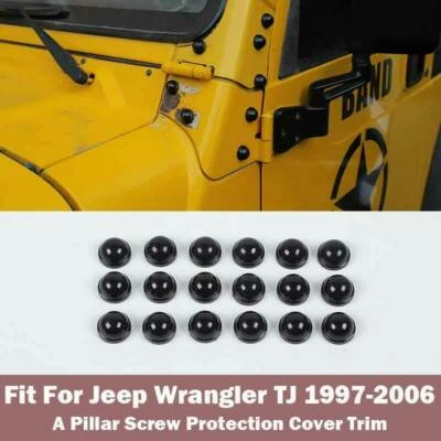 For Jeep Wrangler TJ 1997-2006 Gloss Black A Pillar Screw Protection Cover 18PCS - Imagem 1 de 4