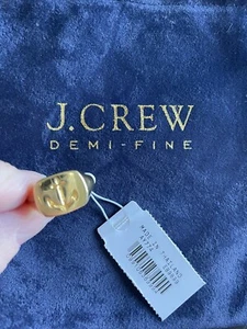 J Crew Vermeil 14k Gold Plated 925 Sterling Silver Anchor Signet Ring Demi Fine - Picture 1 of 6