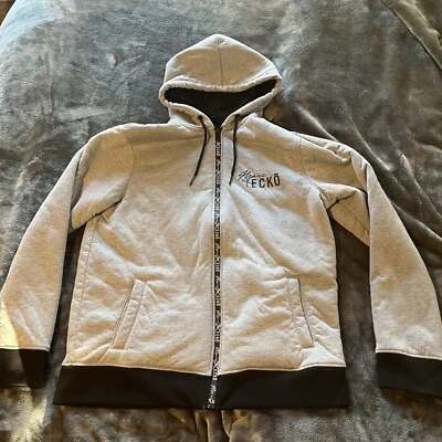 Chaqueta con Capucha Marc Ecko Cremallera Gris Suéter Para Hombre Talla Grande Forrada de Vellón Foto 1 de 4