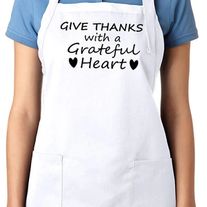 Give Thanks with A Grateful Heart Give Thanks gift Apron Cooking Grilling BBQ - Picture 1 of 2