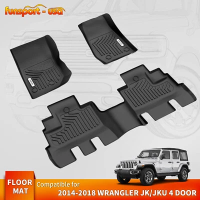 Floor Mats for 2014-2018 Jeep Wrangler JK Unlimited JKU 4 Door All Weather Liner Foto 1 de 4