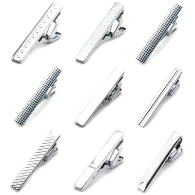 3 PCS Men Silver 4CM Skinny Stainless Steel Tie Clip Pins Business Jewelry - Image 1 of 3