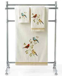 Avanti Gilded Birds Embroidered Cotton Hand Towel, 16" x 30" - Ivory - Picture 1 of 1