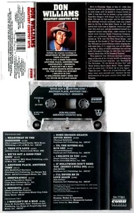 WILLIAMS DON *VG* "GREATEST COUNTRY HITS" 1990 US CURB CASSETTE - Picture 1 of 1