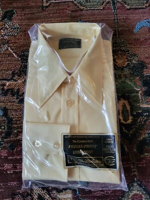Camisa de vestir de colección Sears para hombre tienda Perma Prest para hombre talla 16 1/2 34 nueva amarilla Foto 1 de 4