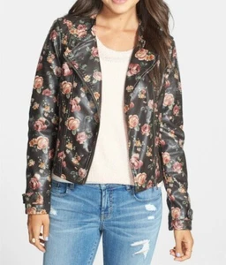 Chaqueta Jou Jou Estampado Floral Cuero Sintético Lavado Cierre Frontal Cremallera Talla XS - Imagen 1 de 2