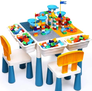 7 in 1 Kinder Activity Tisch und Stuhl Set mit 152 Teilen großer Murmelbahn Gebäude B - Bild 1 von 12