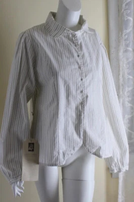 Новый с Ярлыками Krista Larson OS S M L хрустящий носимый искусства хлопок сплетенный робкий полоски рубашка - Изображение 1 из 4