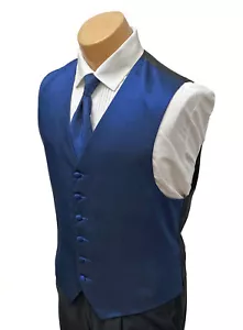 Men's Red Sleeve Royal Blue Tuxedo Vest with Matching Long Tie ML Tall - Picture 1 of 5