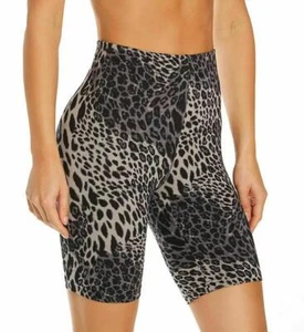 Hue Essentials Wavy Leopard Bike Shorts, Size Large, BLACK - Picture 1 of 3