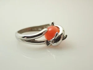 Vintage Dolphin Ocean Gulf Beach Interchangeable Stone Sterling Band Ring Sz 7 - Picture 1 of 7