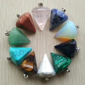 Colgantes de 10 dijes con forma de pirámide de piedra natural de 25x30 mm para hacer joyas - Imagen 1 de 5