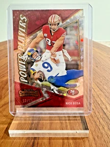 2023-24 Panini Contenders FOTL Power Players Nick Bosa #19 Cracked Ice/25 49ers - Imagen 1 de 2