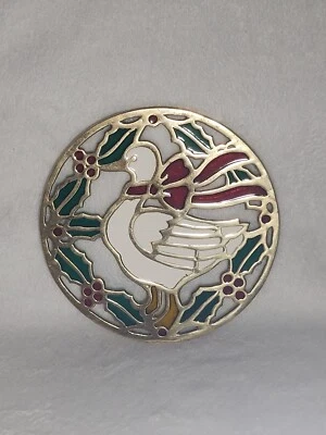 Рождественский гусь латунный трикотаж витраж праздничное украшение ложка отдых утка  - Изображение 1 из 3