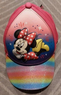 Nueva Gorra de Béisbol Disney Minnie Mouse Niña Pequeña 2T-4T 3D Pop Arco Iris - Estante Foto 1 de 4