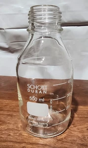 Botella de almacenamiento de medios graduados Schott Duran 500 ml Boro 3,3 Pyrex hecha en Alemania - Imagen 1 de 5