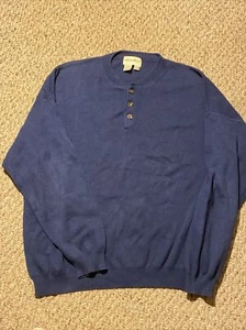 Suéter Henley Eddie Bauer Para Hombres XL Azul Marino 3 Botones Manga Larga 100% Algodón - Imagen 1 de 4