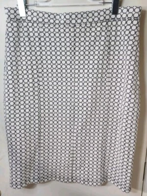 Saia lápis feminina Maeve Anthropologie marfim branca preta malha tamanho grande  - Imagem 1 de 4