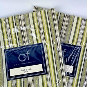 Lot 2 NEW PILLOW SHAMS Cover Green Stripes Stripe 26 x 26 Cotton Euro Beach Gift - Picture 1 of 12