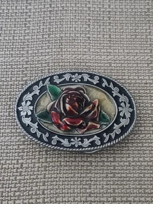 Vintage 1985 Siskiyou Western Rose Flower Belt Buckle C-4000 - Image 1 of 4