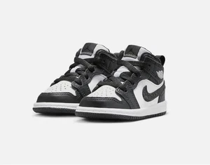 Toddler's 4C Nike Air Jordan 1 Mid SE Panda Elephant Off Noir/Blk-Wht FB9912 001 - Picture 1 of 5