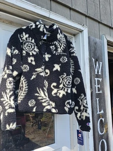 Champion Athletic Wear 1/4 Zip Pullover Sherpa High Pile Paisley Jacket Med M - Picture 1 of 12