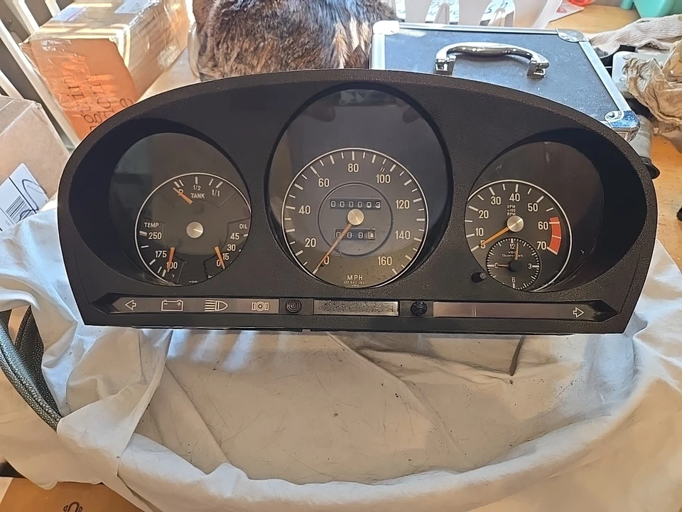 1973-80 Mercedes R107 450SL 450SLC 160mph instrumento tach cluster speedo 0 milhas - Imagem 1 de 4