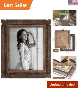 8x10 Rustic Photo Frame with Protective Glass - Display Your Memories Proudly - Picture 1 of 8