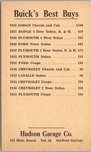Tarjeta postal de 1930 Hudson Garage Stafford Springs CT Plymouth Dodge Chevy Ford Cars - Imagen 1 de 2