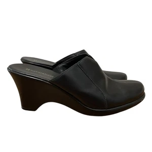 Naturalizer Maggy Wedge Clogs Leather Black Women’s Size 8 - Picture 1 of 11