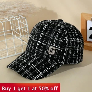 Adjustable Grid Peaked Cap Fashion Breathable Baseball Cap Trendy Travel SunHat - Picture 1 of 7