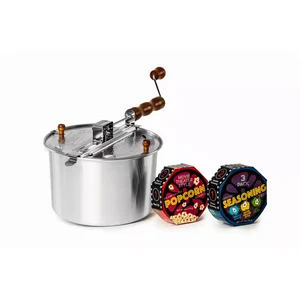 Popcorn Popper da Piano Cottura in Alluminio Argento 6 Qt - Set Popcorn Bobina Film 3 Pezzi - Foto 1 di 5