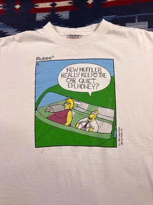 Camiseta De Colección Años 90 1991 LEIGH RUBIN RUBES DIBUJOS ANIMADOS XL EE. UU. PUNTADA ÚNICA Foto 1 de 4