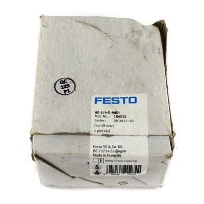 Новый Festo HE-1/4-D-MIDI ручной запорный клапан 186513 G1/4 2600 л/мин 0-16 бар - Изображение 1 из 4