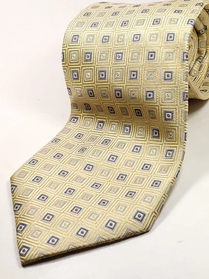 UNBRANDED 100% Silk Tie Men's  Gold Blue Necktie NEW - Image 1 of 3