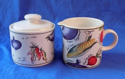 Sakura GARDEN DELIGHT Sugar Bowl & Creamer Set Designed by Sue Zipkin Vtg 1995 - Image 1 of 4