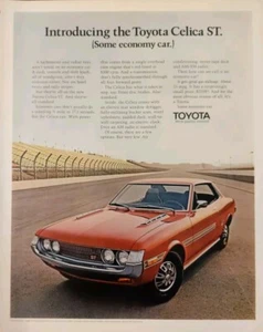 1971 Toyota Celica ST Red 2 Door Sitting On Race Track Print Ad  - Picture 1 of 1