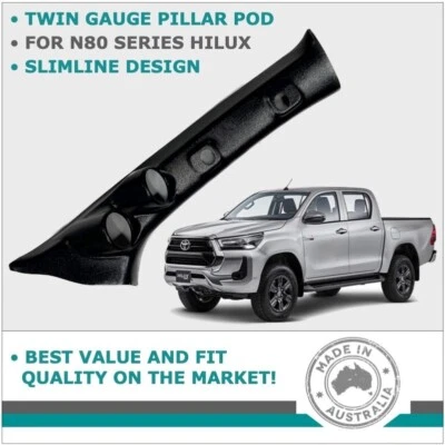 DUAL PILLAR POD 2 GAUGE HOLDER FOR TOYOTA HILUX N80 GUN 15-23 TRIM COLOUR BLACK - image 1 of 2