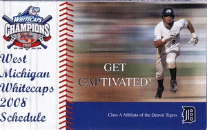 2008 WEST MICHIGAN WHITECAPS MINOR LEAGUE BASEBALL POCKET SCHEDULE - Picture 1 of 1