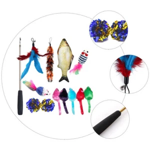 15 Pcs Funny Cat Toy Teaser Stick Kitten Toys for Indoor Kittens - Picture 1 of 12