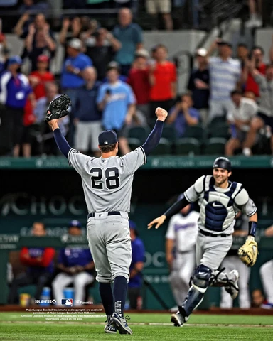 Corey Kluber Yankees Unsigned Celebrating No-Hitter w/ Kyle Higashioka Photo Cover