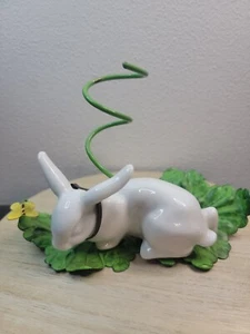 Vintage Petites Choses White Rabbit Bunny Figurine Painted Metal Glass  NO VASE - Picture 1 of 7
