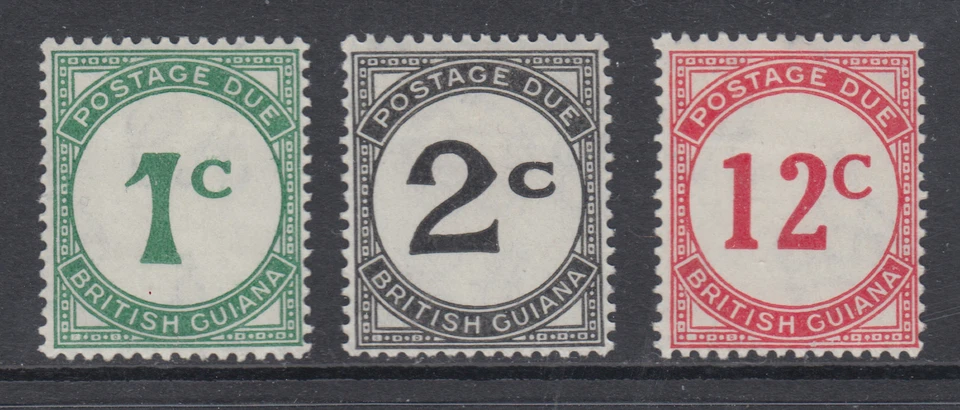 British Guiana Sc J1b, J2b, J4a MLH. 1940 Postage Dues, ordinary paper cplt - Image 1 of 1